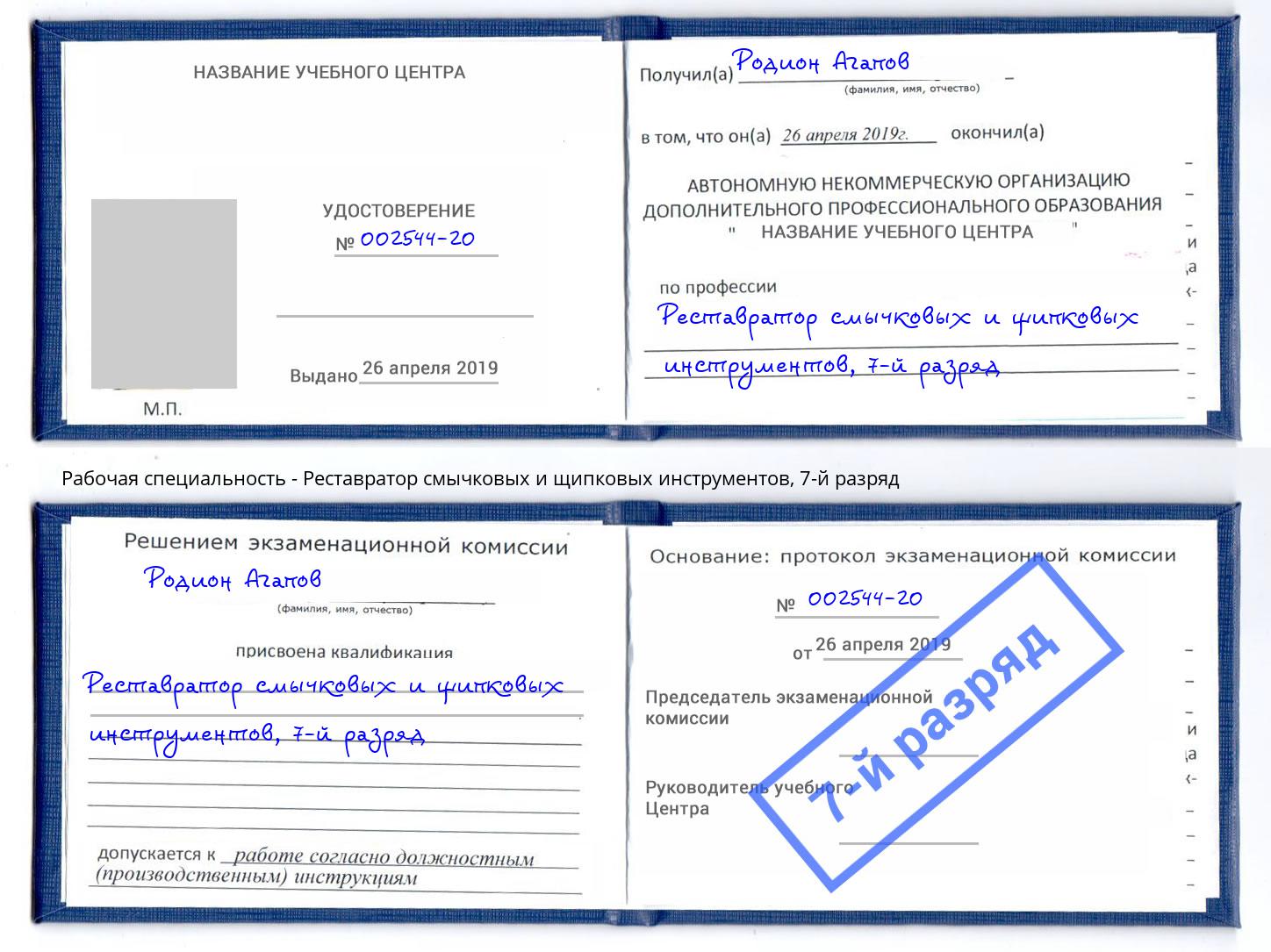 корочка 7-й разряд Реставратор смычковых и щипковых инструментов Киселёвск